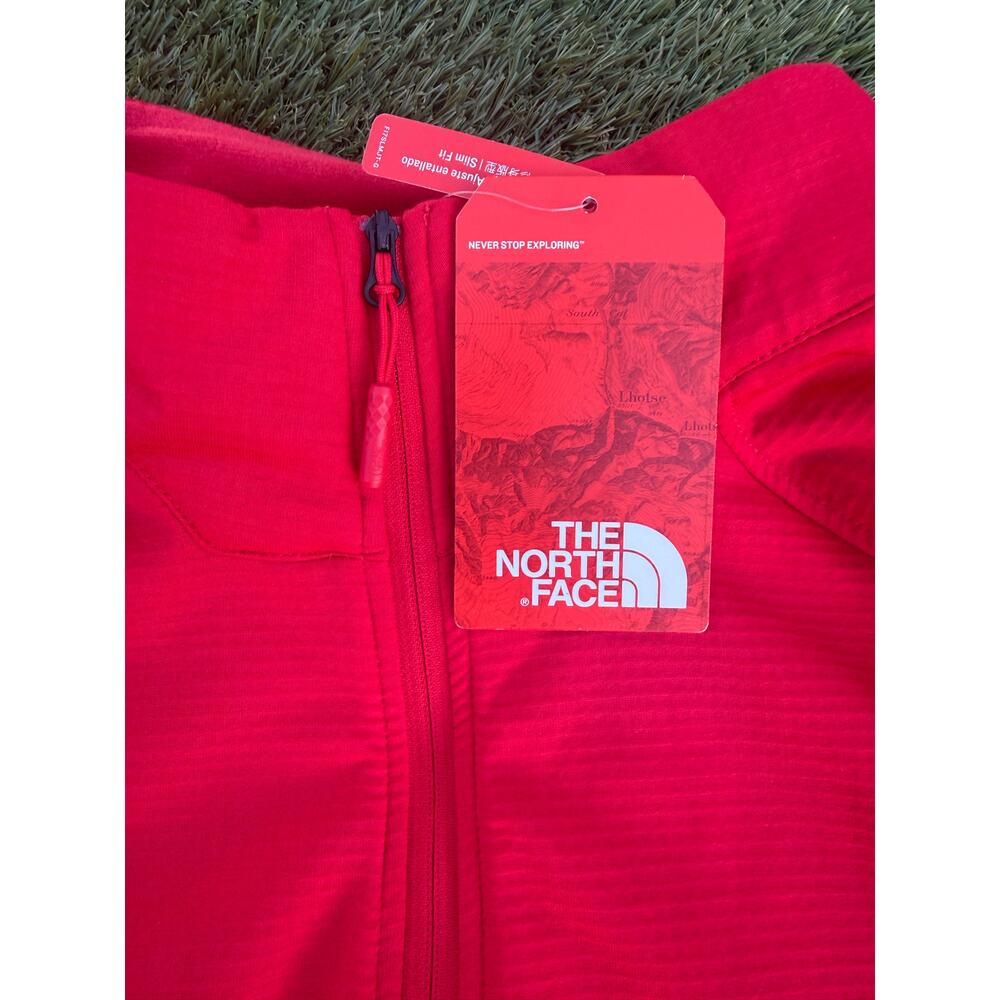 NEW The North Face Red 1/4 Zip Sweater Jacket Pullover Coupe Slim Fit w/ Logo